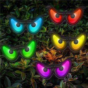 10 LED RGB Flashing Eyes Halloween Decor, Battery Operated Light up Waterproof